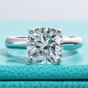 Certified 3.5 ct. t.w. Moissanite Diamond Cushion Cut Engagement Ring NEW